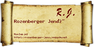 Rozenberger Jenő névjegykártya